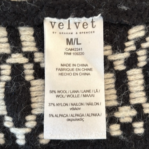 Velvet by Graham & Spencer Cardigan Sweater Women’s Black Ivory Coatigan Size ML - Picture 6 of 11